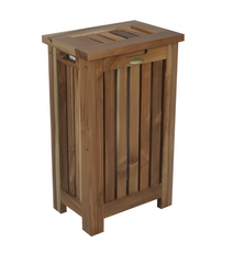 24" Brown Solid Wood Laundry Hamper With Lid
