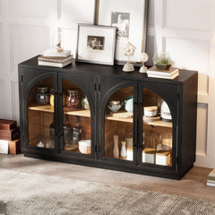 Arched Glass Door Sideboard Cabinet