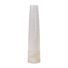 20" White And Sand Stoneware Tapered Cylinder Floor Vase