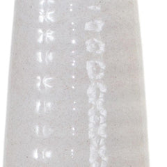 20" White And Sand Stoneware Tapered Cylinder Floor Vase