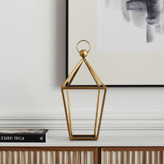 Gold Geometric Metal Lantern Candle Holder