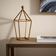 Gold Geometric Metal Lantern Candle Holder