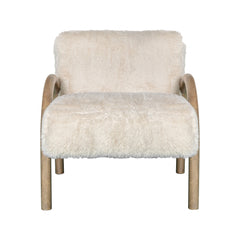 Faux Fur & Wood Accent Arm Chair