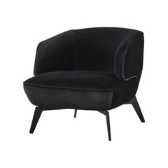 Black Velvet & Steel Lounge Chair