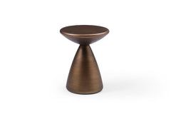 18" Bronze Steel Cinched High Waist Round Pedestal End Table