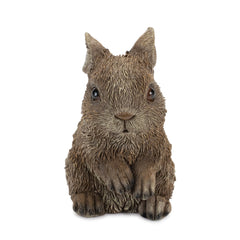 Set of Three Brown Resin Bunny Outdoor Statues