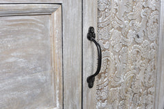 Hand-carved Antique Finish Reclaimed Wood Sideboard