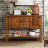 Solid Wood Farmhouse Console Table Buffet Cabinet