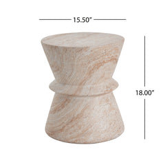 Travertine-Inspired Concrete Side Table