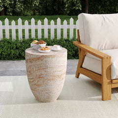 Travertine-Inspired Concrete Side Table