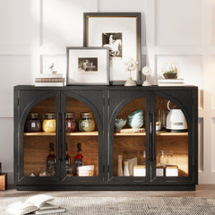 Arched Glass Door Sideboard Cabinet