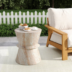 Travertine-Inspired Concrete Side Table