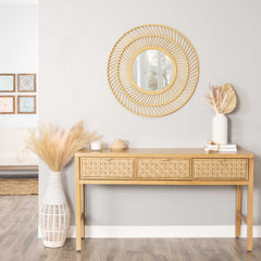 Boho Woven Wicker Wall Mirror