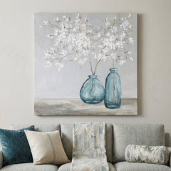 White Spring Flowers Canvas Art