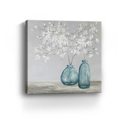 White Spring Flowers Canvas Art