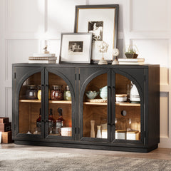 Arched Glass Door Sideboard Cabinet