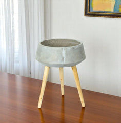 Cement & Wood Planter with Stand