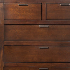 36" Brown Solid Wood Six Drawer Chest