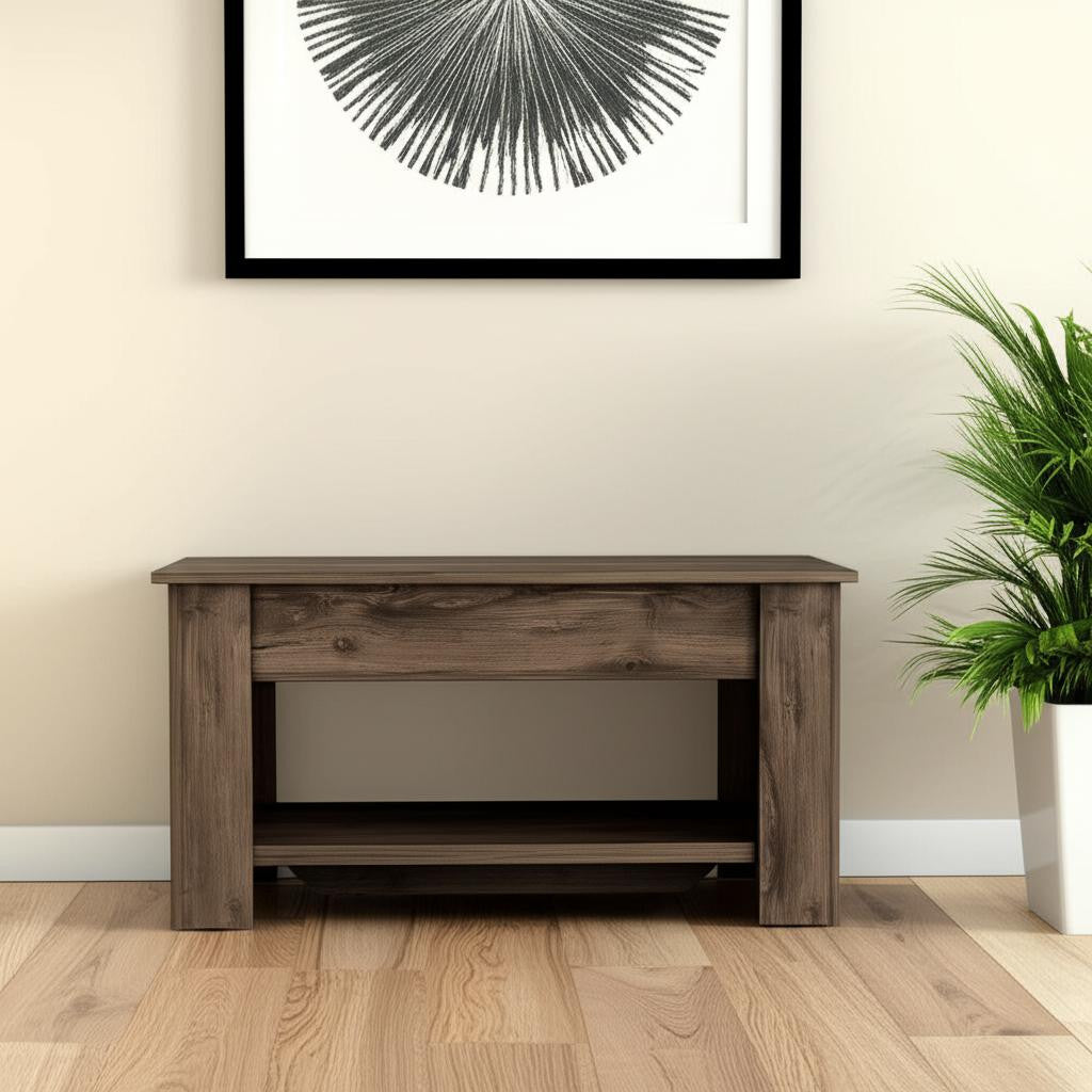 Dark Brown Storage Bench with Flip Top