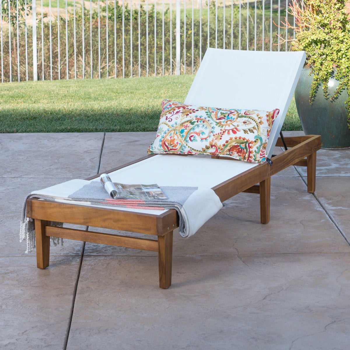 Acacia Wood Chaise Lounge