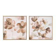 Set Of Two Floral Natural Framed Wall Art