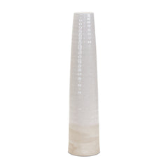 20" White And Sand Stoneware Tapered Cylinder Floor Vase