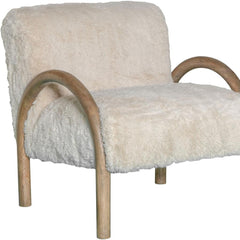 Faux Fur & Wood Accent Arm Chair