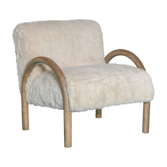 Faux Fur & Wood Accent Arm Chair