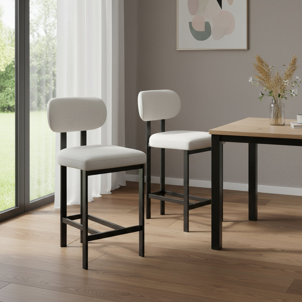 White and Black Counter Height Bar Chairs (Set of 2)