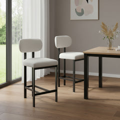 White and Black Counter Height Bar Chairs (Set of 2)