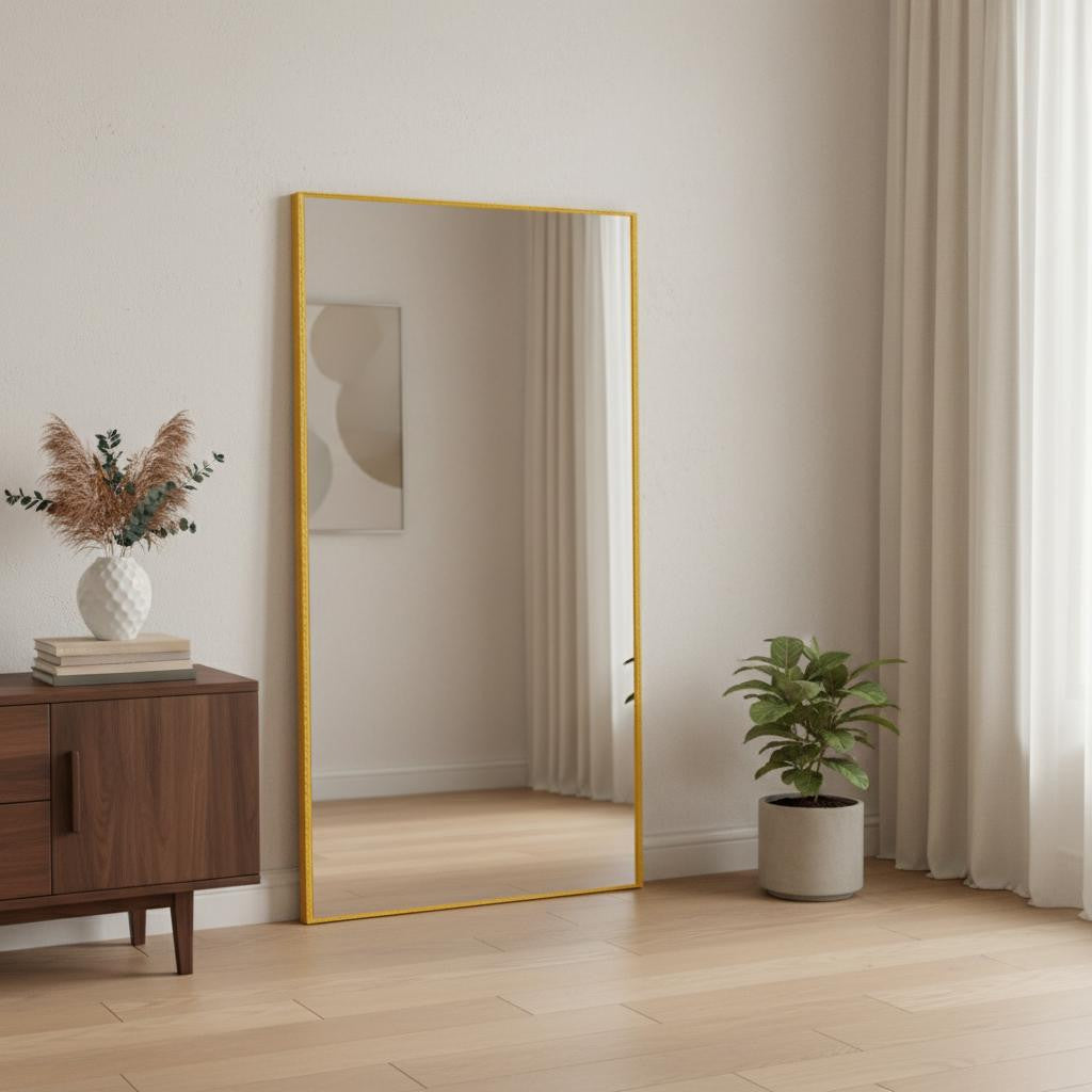 Gold Aluminum Wall Mount Or Leaning Framed Full Length Mirror