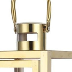 12" Clear And Gold Glass And Stainless Steel Tabletop Lantern Candle Holder