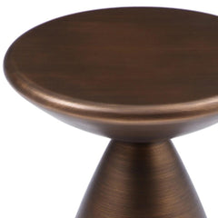 18" Bronze Steel Cinched High Waist Round Pedestal End Table