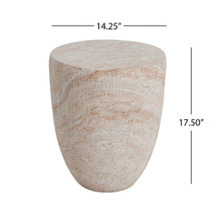 Travertine-Inspired Concrete Side Table