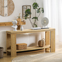 Boho Console Table with Storage Shelf