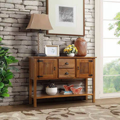 Solid Wood Farmhouse Console Table Buffet Cabinet