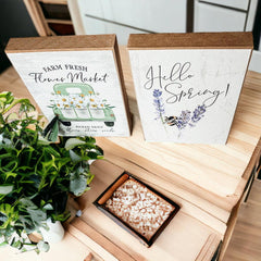 Hello Spring Wooden Block Sign
