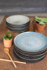 Blue Ceramic Dinner Plate & Bowl