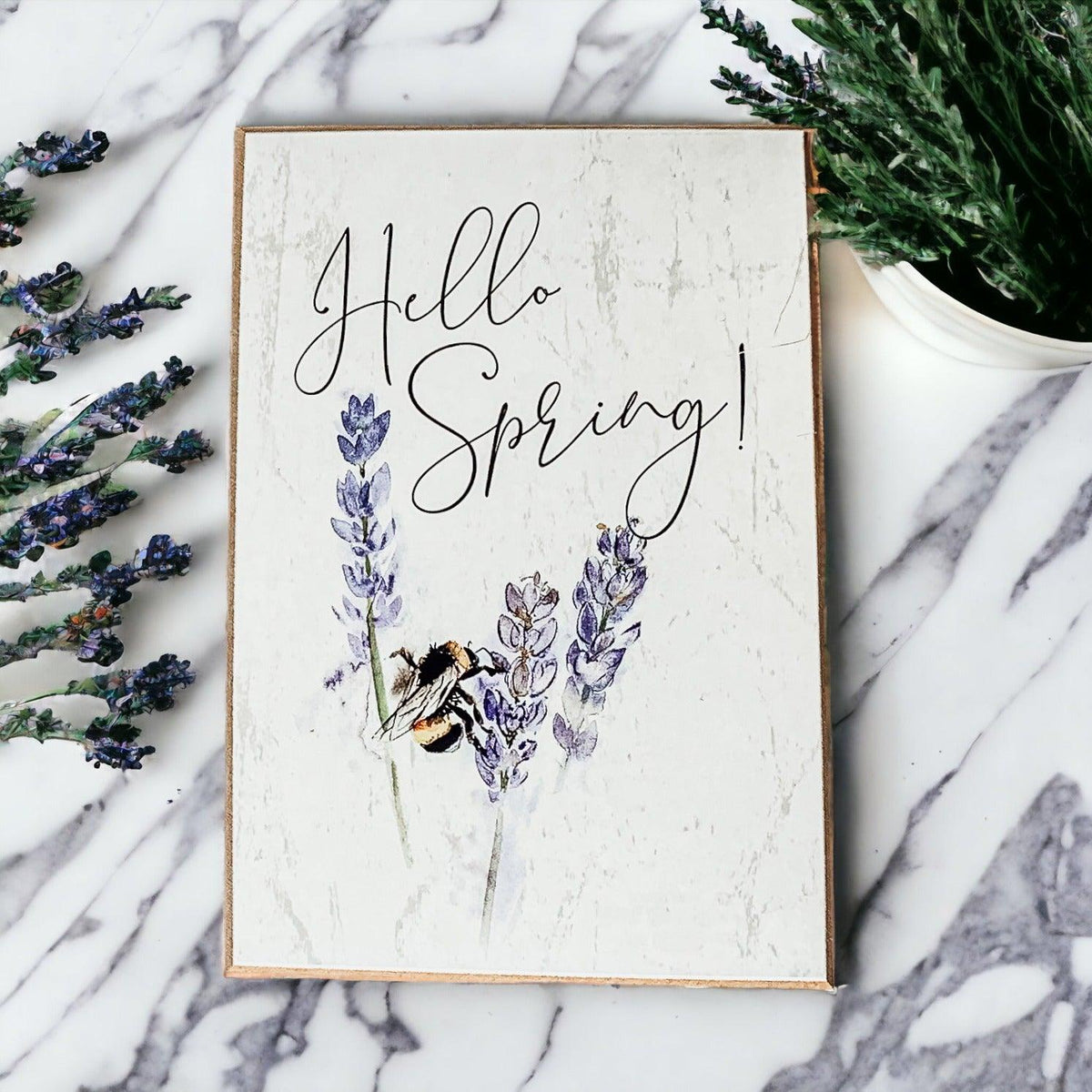 Hello Spring Wooden Block Sign